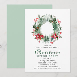 Landscape Wreath Christmas Holly Berry Party Invitation