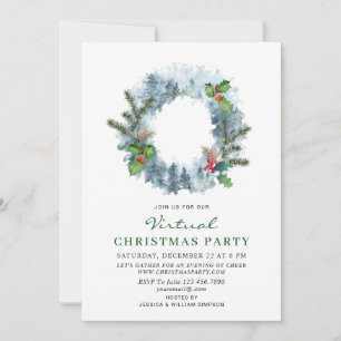 Landscape Wreath Christmas VIRTUAL Christmas Party Invitation