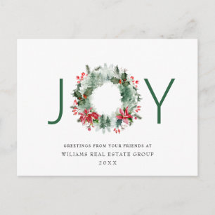Landscape Wreath Holly Berry Pine Forest Christmas Postcard