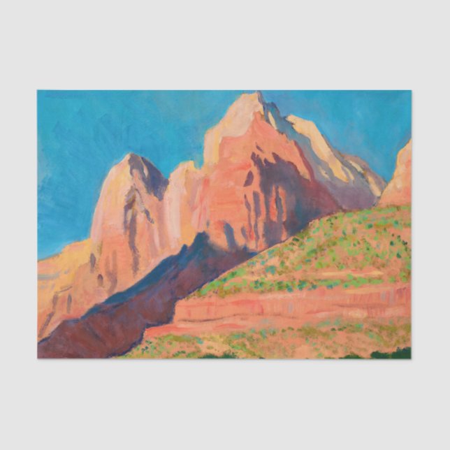 Landscape, Zion National Park by Maynard Dixon Tissue Paper (Front)