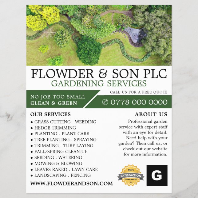 Landscaped Gardening Service, Horticulturist Flyer (Front)