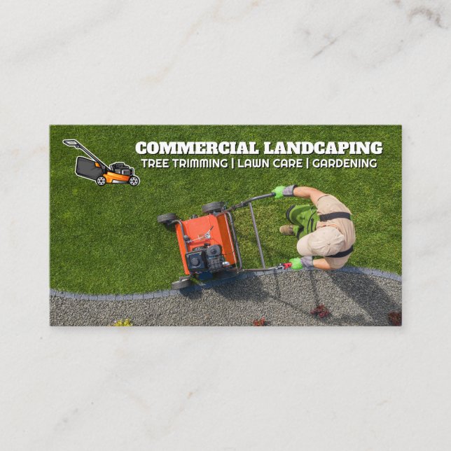 Landscaper Aerating the Lawn Business Card (Front)