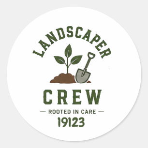 🌿 Landscaper Crew Vintage Lawn Care 🌿 Classic Round Sticker