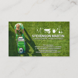Landscaper Cutting Grass Business Card