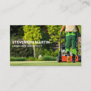 Landscaper Cutting Lawn Gardener Business Card