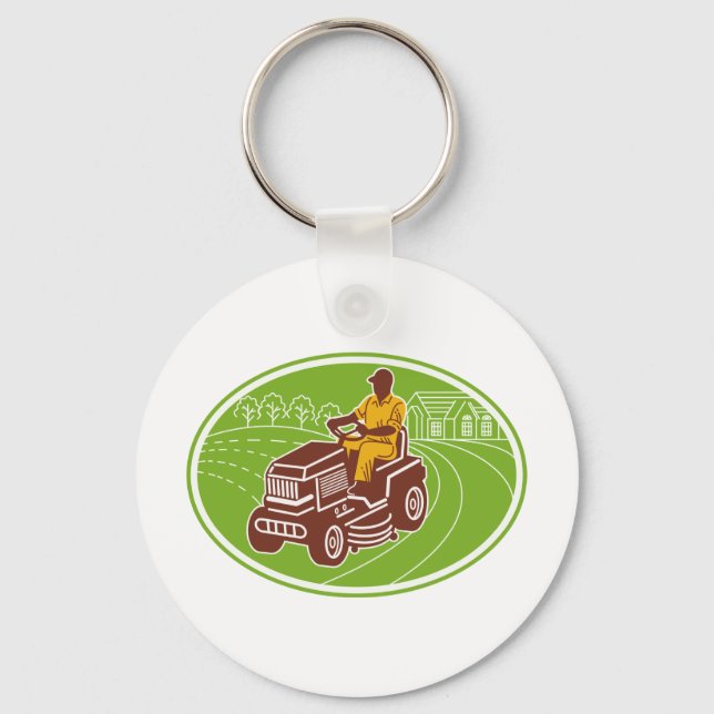 landscaper gardener lawn mower key ring (Front)