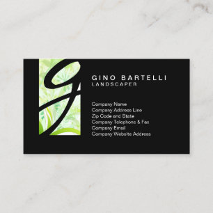 Landscaper Green Foliage Monogram Skilled Trade Business Card