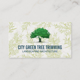Landscaper   Tree Logo   Leaves Pattern Business Card