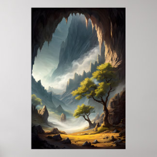 Landscapes and a large cave   poster
