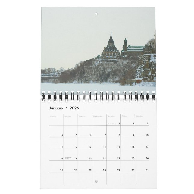 Landscapes and buildings calendar (Jan 2026)