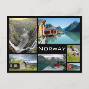 Landscapes in Norway black collage postcard