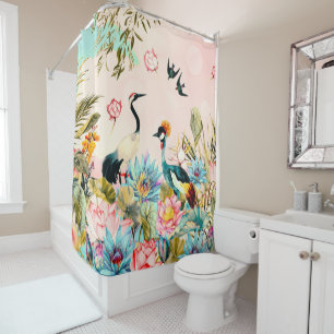 Landscapes of birds in paradise shower curtain