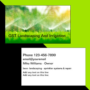 Landscaping And Irrigation Services Business Cards