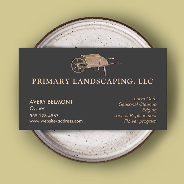 Landscaping and Lawn Care Design Wheel Barrow Business Card (Creator Uploaded)