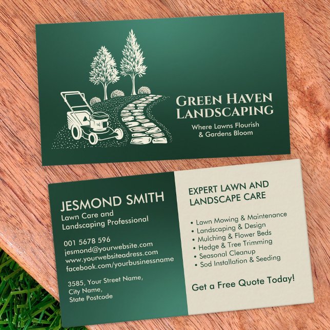 Landscaping and Lawn Care Services  Business Card (Creator Uploaded)