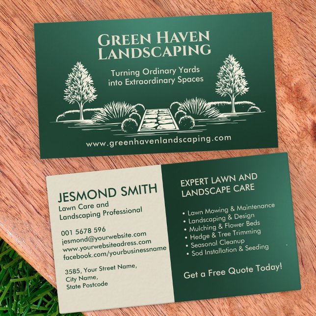 Landscaping and Lawn Care Services  Business Card (Creator Uploaded)