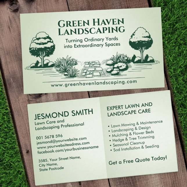 Landscaping and Lawn Care Services  Business Card (Creator Uploaded)