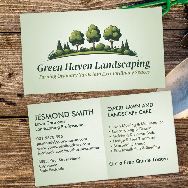 Landscaping and Lawn Care Services  Business Card (Creator Uploaded)