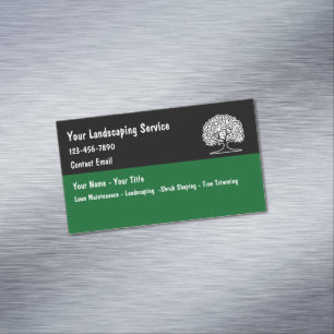 Landscaping And Lawn Service Simple Magnetic Business Card