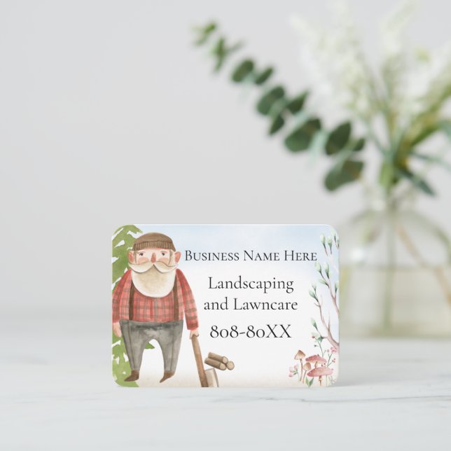 Landscaping and Lawncare Illustration Business Card (Standing Front)