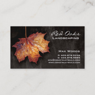 Landscaping Business Card Black Maple Leaf