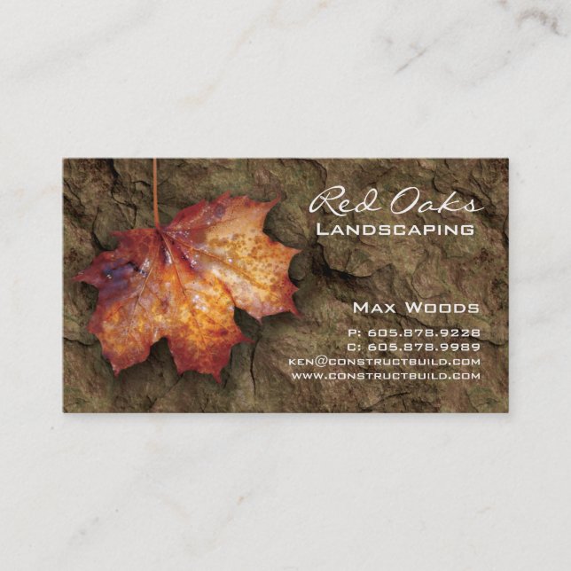 Landscaping Business Card Rock Maple Leaf (Front)