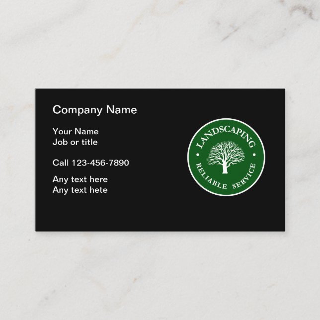 Landscaping Emblem Modern Business Card (Front)