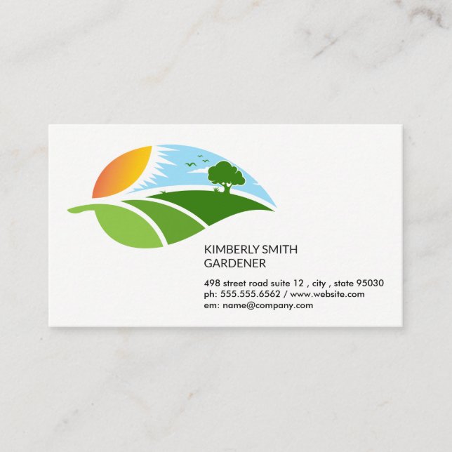 Landscaping Garden Background Business Card (Front)