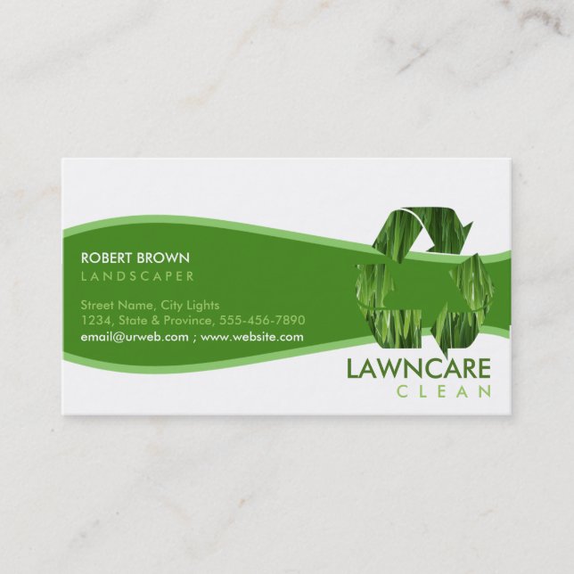 Landscaping Gardener Grass Clean Nature Business Card (Front)