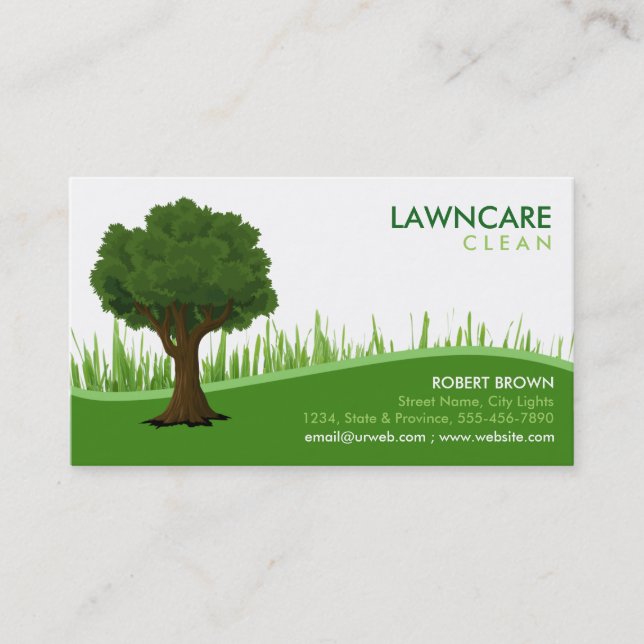 Landscaping Gardener Grass Tree Clean Nature Business Card (Front)
