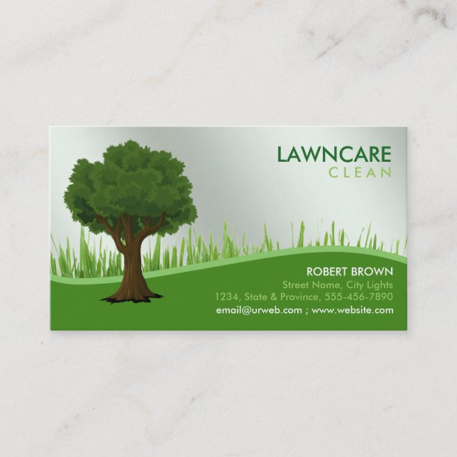 Landscaping Gardener Grass Tree Clean Nature Business Card (Front)