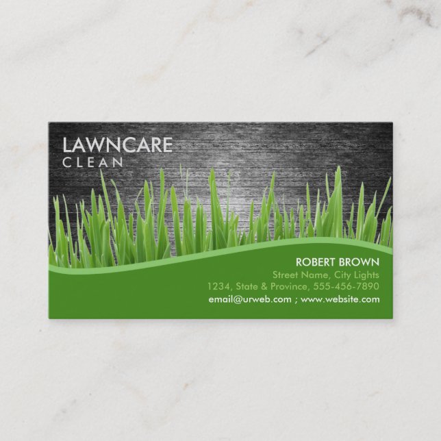 Landscaping Gardener Grass Wood Clean Nature Business Card (Front)