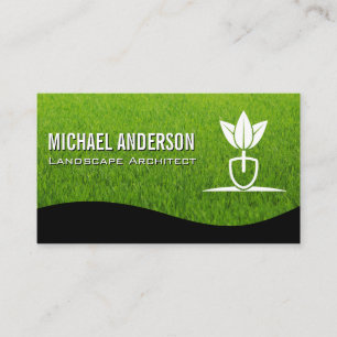 Landscaping Gardening Logo   Lawnmower Grass Business Card