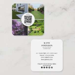 Landscaping Gardening Photo QR Code Social Media Square Business Card