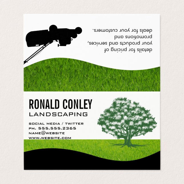 Landscaping Gardening | Tree Logo Business Card (Outside Unfolded)
