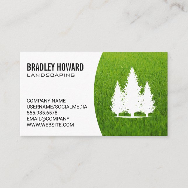Landscaping | Lawn and Tall Trees Business Card (Front)