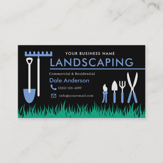 Landscaping Lawn Care Business Card (Front)