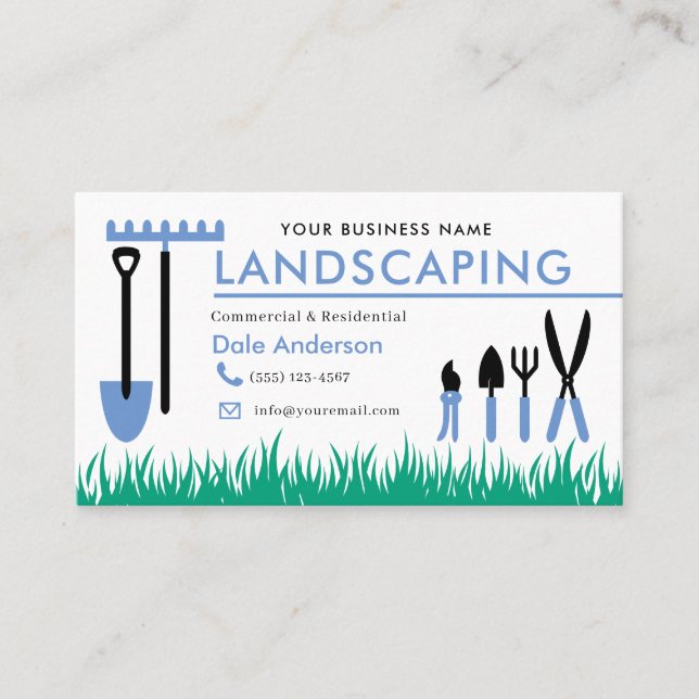 Landscaping Lawn Care Business Card (Front)