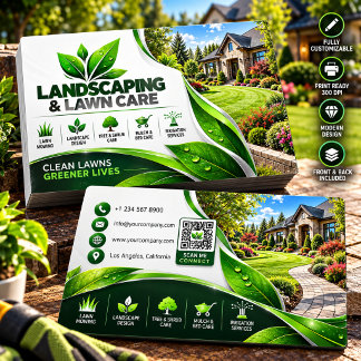 Landscaping & Lawn Care Business Card | ADD LOGO