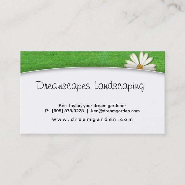 Landscaping Lawn Care Daisy Business Card (Front)