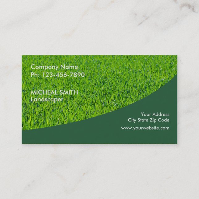 Landscaping Lawn Care Gardener Business Card (Front)