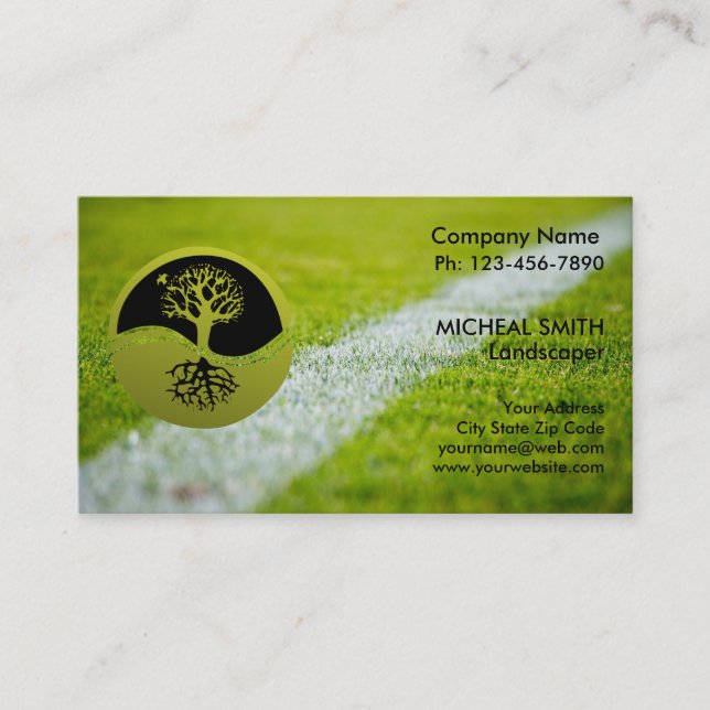 Landscaping Lawn Care Gardener Business Card (Front)