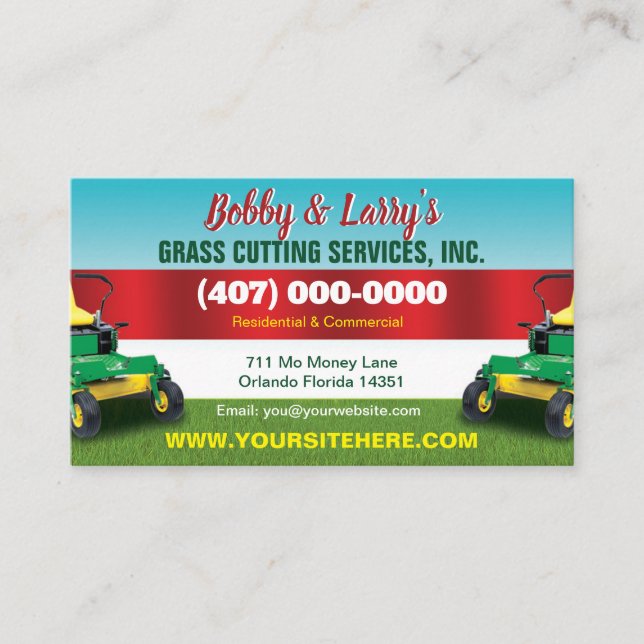 Landscaping Lawn Care Grass Cutting Business Card (Front)