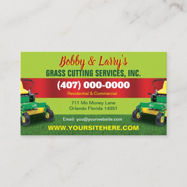 Landscaping Lawn Care Grass Cutting Business Card (Front)