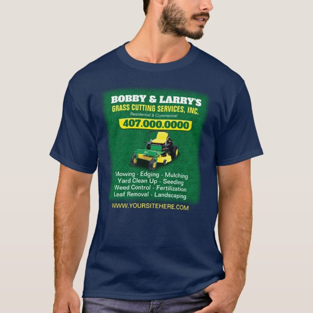 Landscaping Lawn Care Grass Cutting Template Dri T-Shirt (Front)