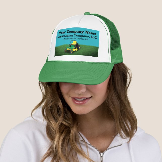 Landscaping Lawn Care Grass Cutting Template Truck Trucker Hat (In Situ)