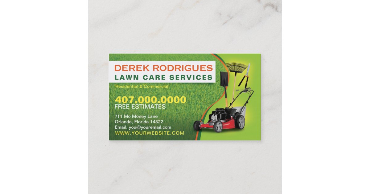 Landscaping Lawn Care Mower Business Card Template ...