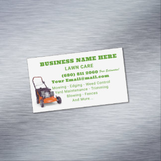 Landscaping Lawn Care Mower Magnetic Business Card