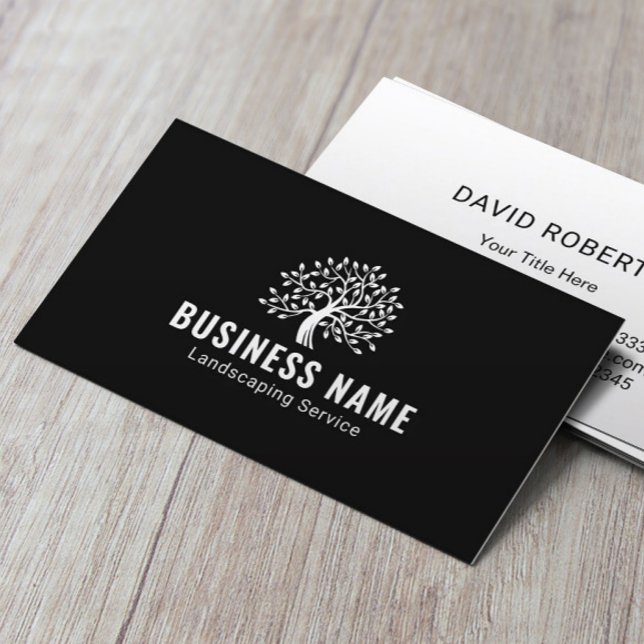 Landscaping & Lawn Care Professional Tree Logo Business Card (Creator Uploaded)