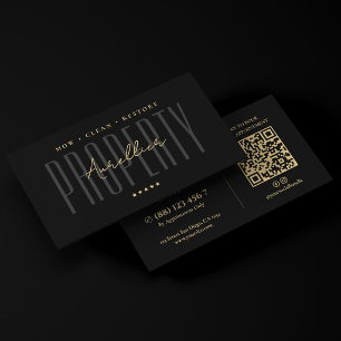 Landscaping Lawn Care Property Cleanup Black Business Card